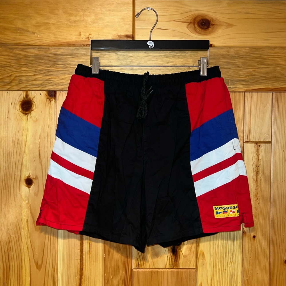 Vintage 80's / 90's McGREGOR Nautical Swim Trunks Short Shorts Suit Large L VTG